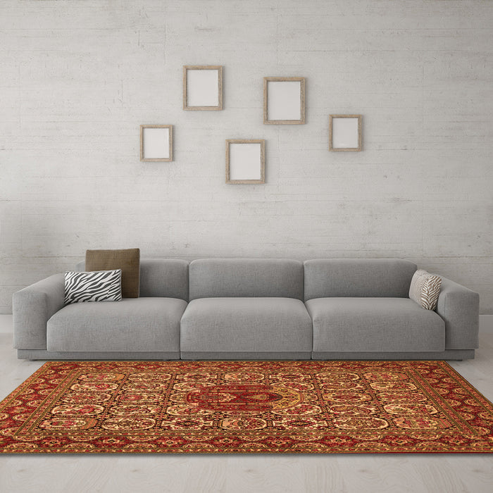 Machine Washable Persian Orange Traditional Area Rugs in a Living Room, wshtr1720org