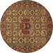 Round Machine Washable Persian Brown Traditional Rug, wshtr1720brn