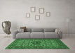 Machine Washable Persian Emerald Green Traditional Area Rugs in a Living Room,, wshtr1720emgrn