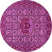 Round Machine Washable Persian Pink Traditional Rug, wshtr1720pnk