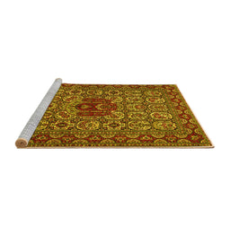Sideview of Machine Washable Persian Yellow Traditional Rug, wshtr1720yw