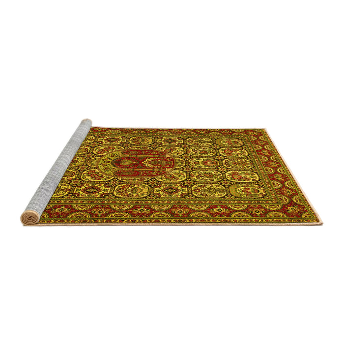Sideview of Machine Washable Persian Yellow Traditional Rug, wshtr1720yw