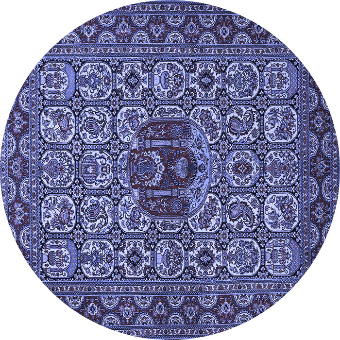 Round Persian Blue Traditional Rug, tr1720blu