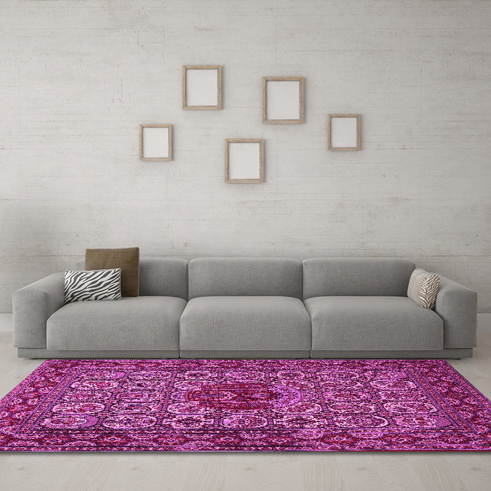 Machine Washable Persian Pink Traditional Rug in a Living Room, wshtr1720pnk