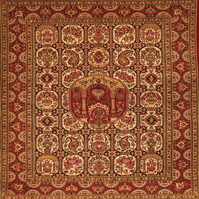 Round Machine Washable Persian Orange Traditional Area Rugs, wshtr1720org
