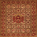 Round Machine Washable Persian Orange Traditional Area Rugs, wshtr1720org