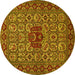 Round Machine Washable Persian Yellow Traditional Rug, wshtr1720yw