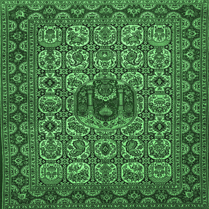 Square Persian Emerald Green Traditional Rug, tr1720emgrn