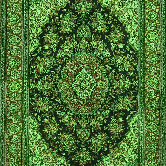 Serging Thickness of Machine Washable Medallion Green Traditional Area Rugs, wshtr1721grn