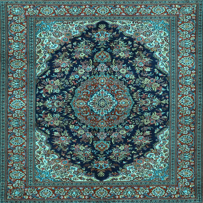 Square Medallion Light Blue Traditional Rug, tr1721lblu