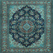 Square Medallion Light Blue Traditional Rug, tr1721lblu