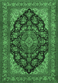 Medallion Emerald Green Traditional Rug, tr1721emgrn