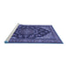 Sideview of Machine Washable Medallion Blue Traditional Rug, wshtr1721blu