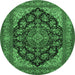 Round Medallion Emerald Green Traditional Rug, tr1721emgrn