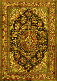 Medallion Yellow Traditional Rug, tr1721yw