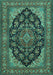 Machine Washable Medallion Turquoise Traditional Area Rugs, wshtr1721turq