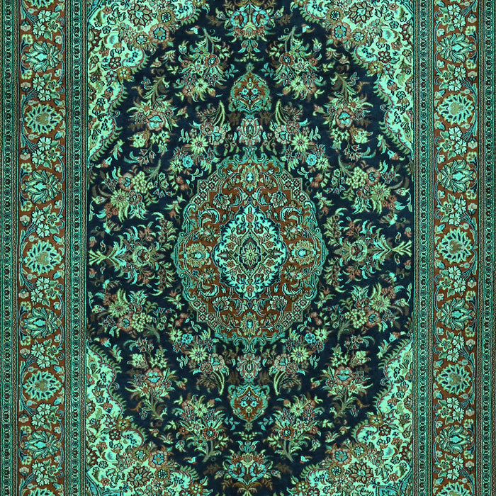 Machine Washable Medallion Turquoise Traditional Area Rugs, wshtr1721turq