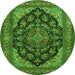 Machine Washable Medallion Green Traditional Area Rugs, wshtr1721grn