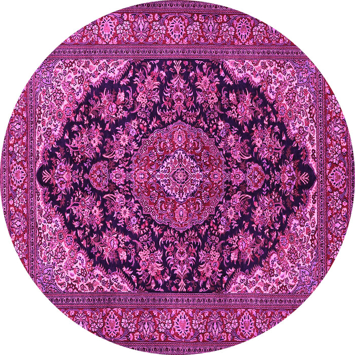 Round Medallion Pink Traditional Rug, tr1721pnk
