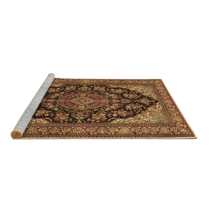 Sideview of Machine Washable Medallion Brown Traditional Rug, wshtr1721brn