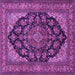 Square Machine Washable Medallion Purple Traditional Area Rugs, wshtr1721pur