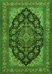 Medallion Green Traditional Rug, tr1721grn