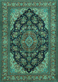 Medallion Turquoise Traditional Rug, tr1721turq