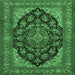 Square Medallion Emerald Green Traditional Rug, tr1721emgrn