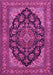 Machine Washable Medallion Pink Traditional Rug, wshtr1721pnk