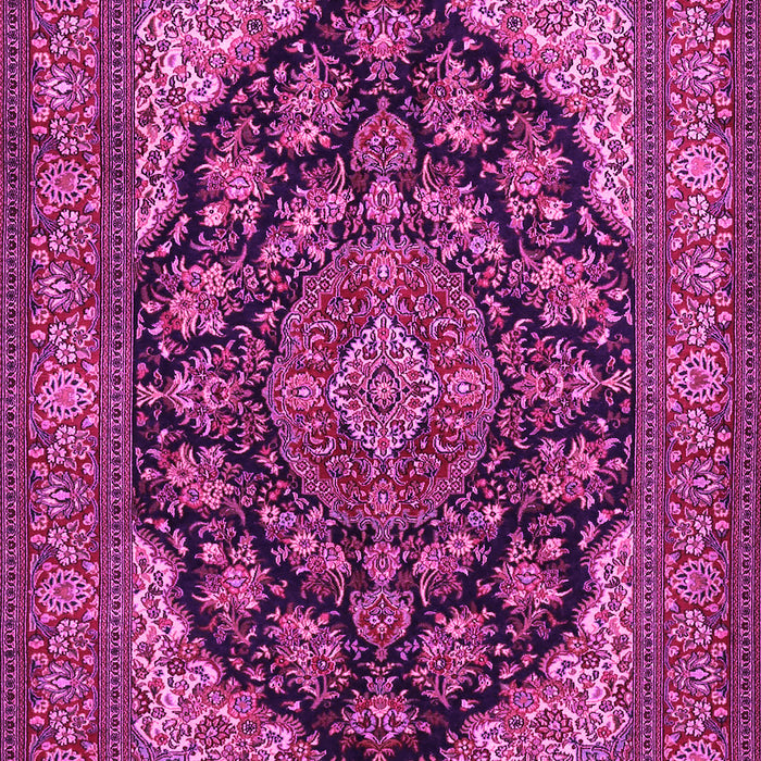 Machine Washable Medallion Pink Traditional Rug, wshtr1721pnk