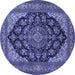 Round Medallion Blue Traditional Rug, tr1721blu