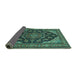 Sideview of Medallion Turquoise Traditional Rug, tr1721turq