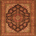 Serging Thickness of Medallion Orange Traditional Rug, tr1721org