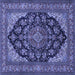 Square Medallion Blue Traditional Rug, tr1721blu