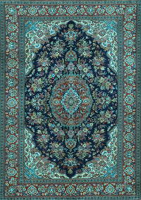 Medallion Light Blue Traditional Rug, tr1721lblu