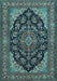 Medallion Light Blue Traditional Rug, tr1721lblu