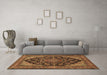 Machine Washable Medallion Brown Traditional Rug in a Living Room,, wshtr1721brn