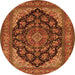 Square Medallion Orange Traditional Rug, tr1721org