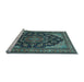 Sideview of Machine Washable Medallion Light Blue Traditional Rug, wshtr1721lblu