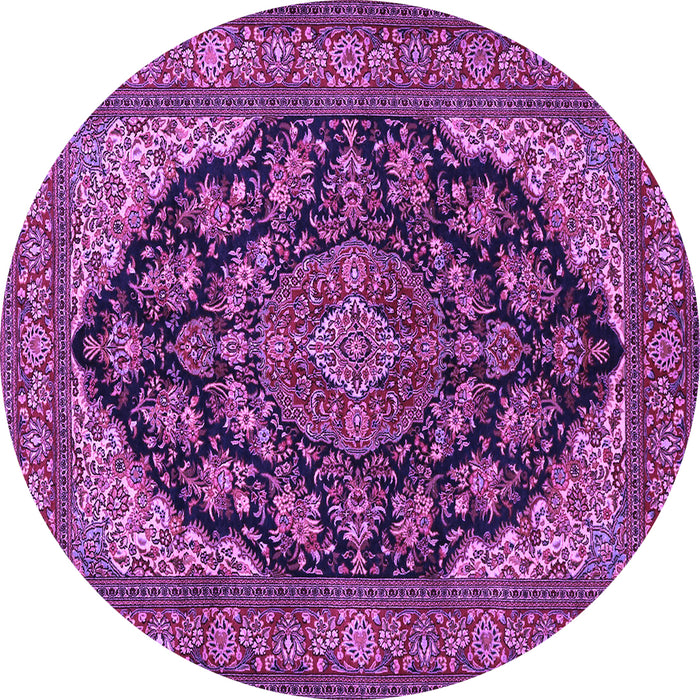 Round Medallion Purple Traditional Rug, tr1721pur