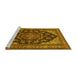 Sideview of Machine Washable Medallion Yellow Traditional Rug, wshtr1721yw