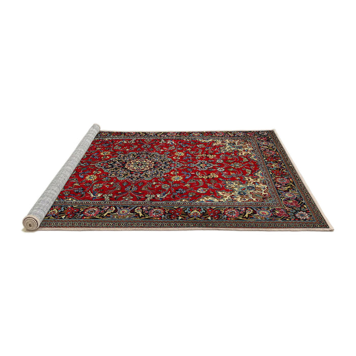 Sideview of Machine Washable Traditional Saffron Red Rug, wshtr1722