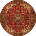 Machine Washable Medallion Orange Traditional Area Rugs, wshtr1722org