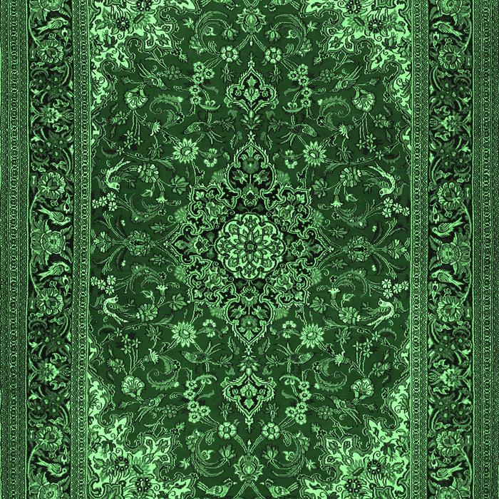 Medallion Emerald Green Traditional Rug, tr1722emgrn