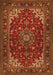 Serging Thickness of Machine Washable Medallion Orange Traditional Area Rugs, wshtr1722org