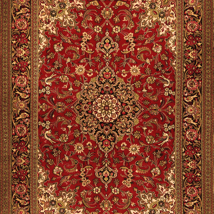 Serging Thickness of Machine Washable Medallion Orange Traditional Area Rugs, wshtr1722org