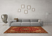 Machine Washable Medallion Orange Traditional Area Rugs in a Living Room, wshtr1722org