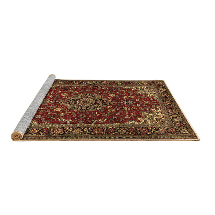 Sideview of Machine Washable Medallion Brown Traditional Rug, wshtr1722brn