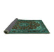 Sideview of Medallion Turquoise Traditional Rug, tr1722turq