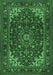 Machine Washable Medallion Emerald Green Traditional Area Rugs, wshtr1722emgrn